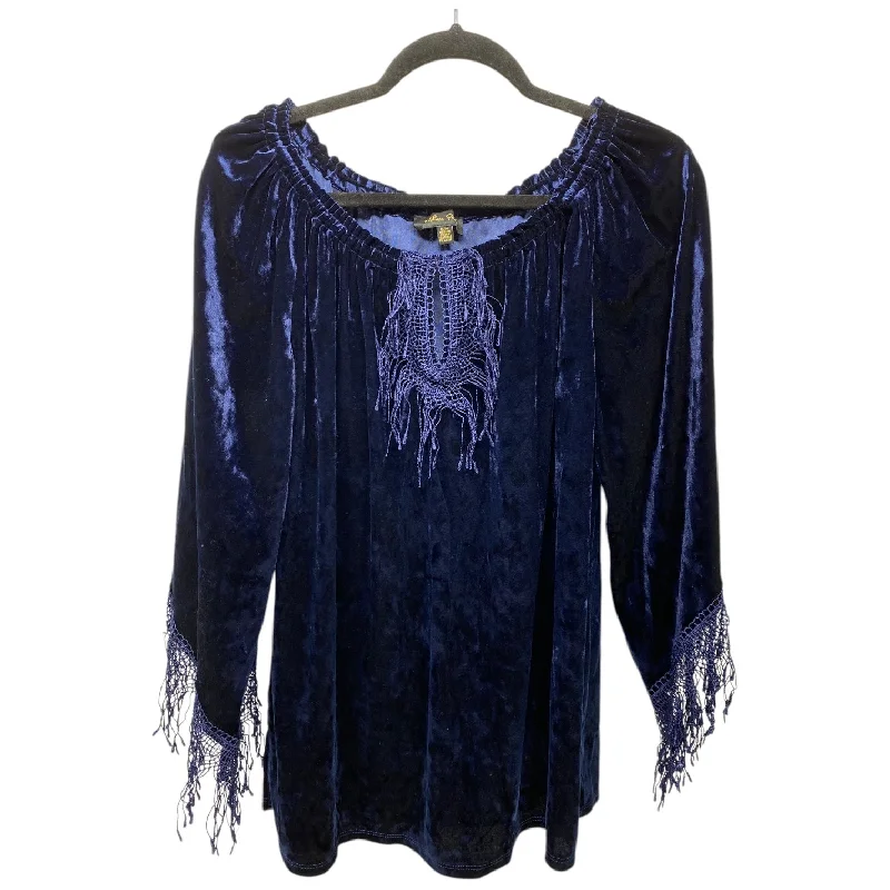 Top 3/4 Sleeve By Melissa Paige In Navy, Size: M