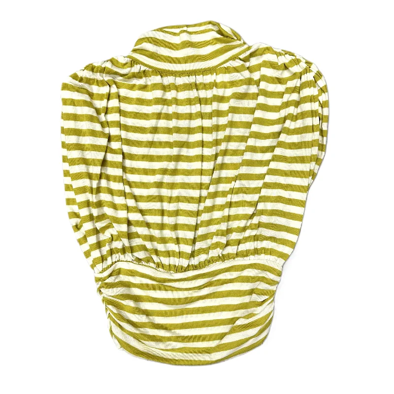 Top Sleeveless By Maeve In White & Yellow, Size: M