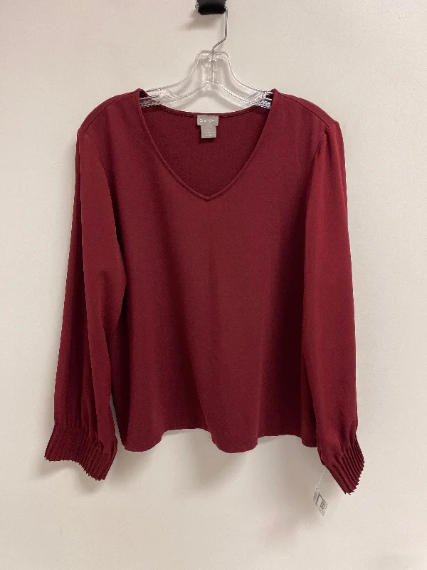 Top Long Sleeve By Chicos In Red, Size: Lp