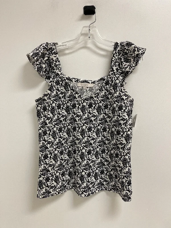 Top Sleeveless By Loft In Black & White, Size: M