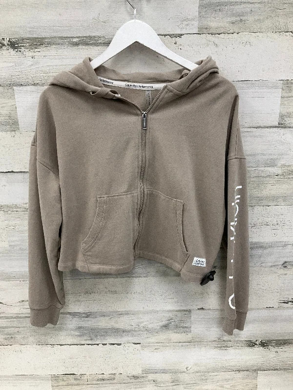 Sweatshirt Hoodie By Calvin Klein In Beige, Size: M