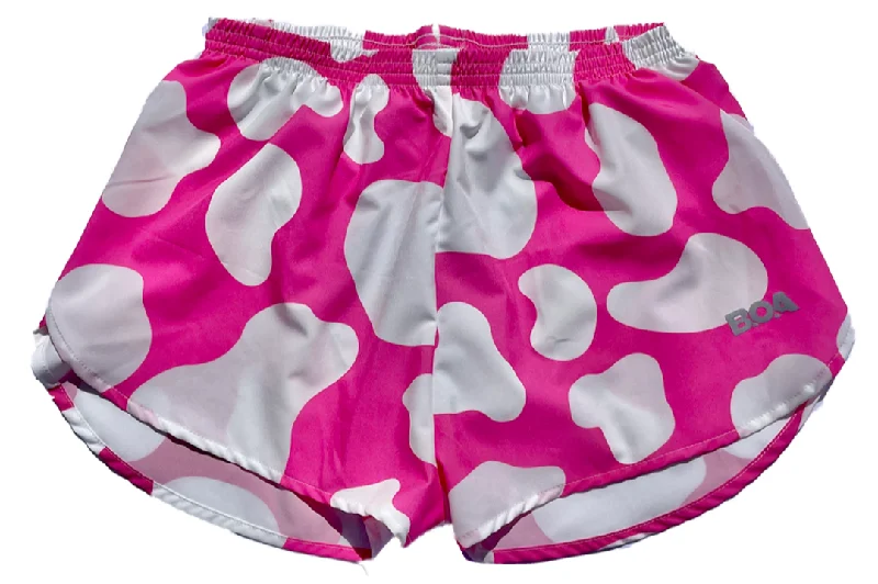 Women's Printed 1" Elite Split Shorts - Moo Pink