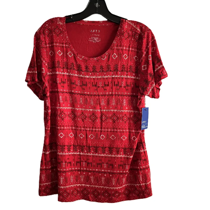 Top Short Sleeve Basic By Apt 9 In Red, Size: L