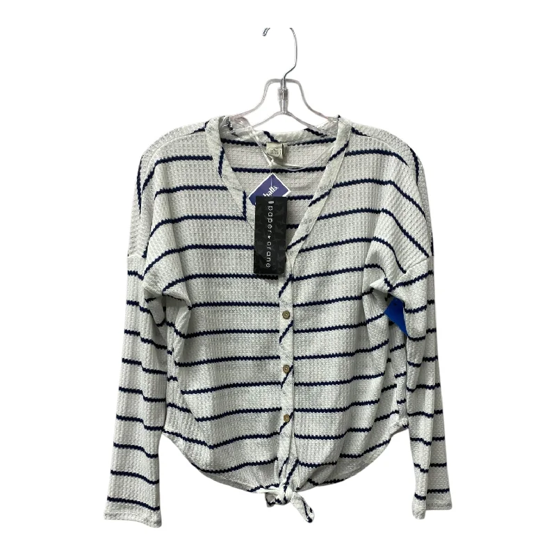 TOP LS by PAPER CRANE In BLUE & WHITE, Size: S