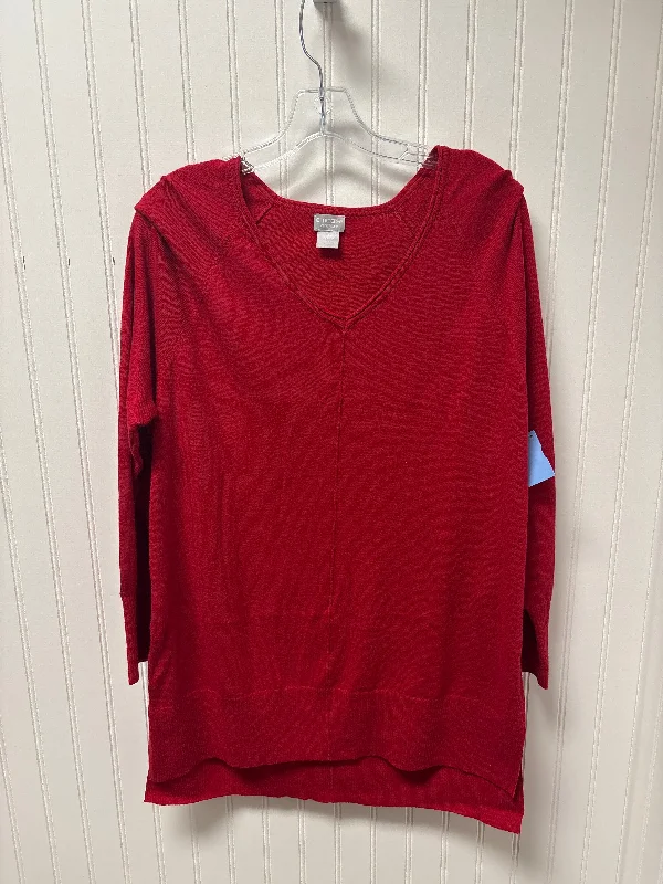 Tunic Long Sleeve By Chicos In Red, Size: M