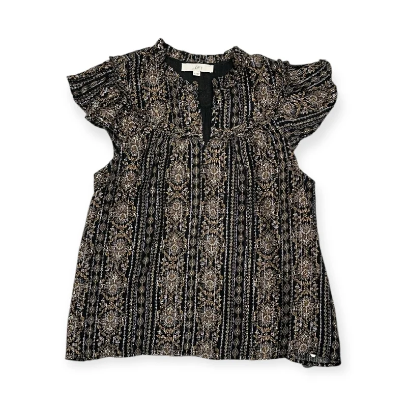 Top Sleeveless By Loft In Black & Gold, Size: Xl