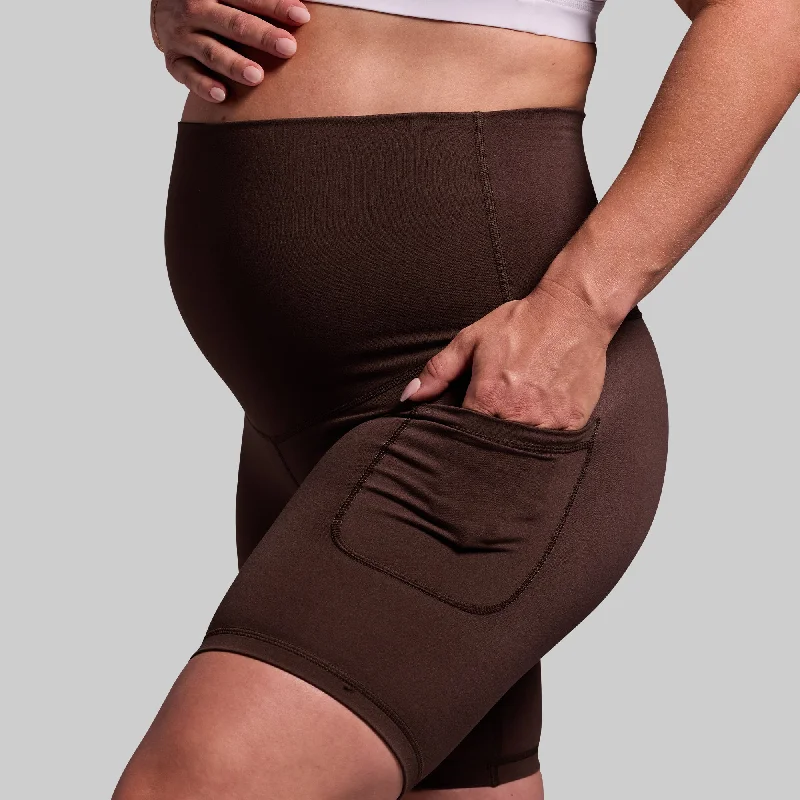 Maternity Biker Short (Dark Brown)