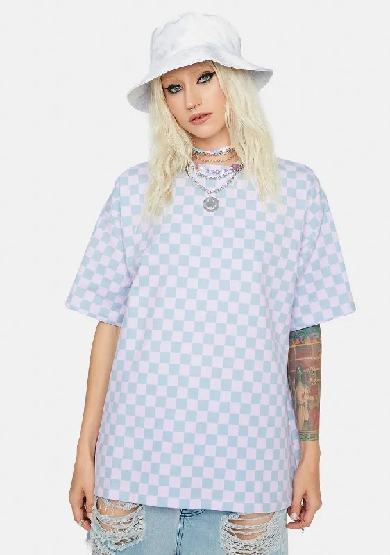 Blue Checkerboard Tee