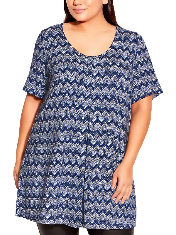 Womens Short Sleeve Printed Tunic Top