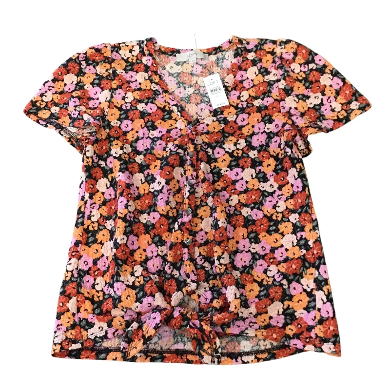 Top Short Sleeve By Loft In Floral Print, Size: Xs