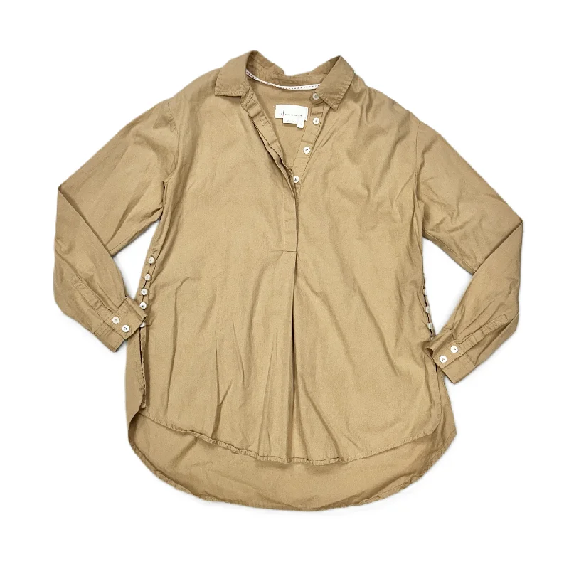 Top Long Sleeve By Anthropologie In Tan, Size: Xs