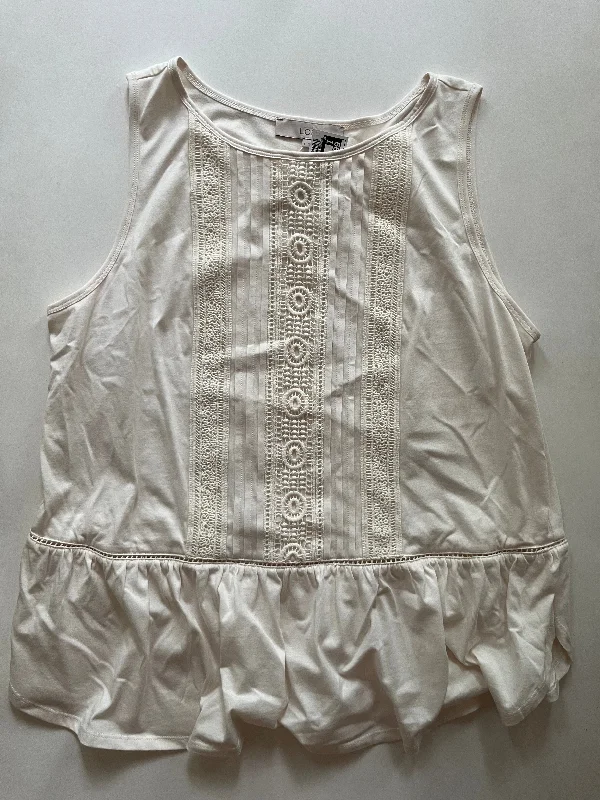 Top Sleeveless By Loft In Cream, Size: L