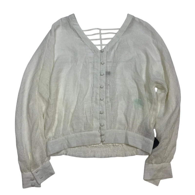 Top Long Sleeve By Pearl In Cream, Size: L