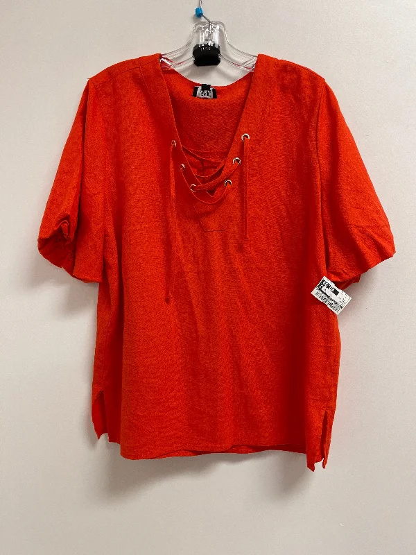 Top Short Sleeve By Jones New York In Orange, Size: L