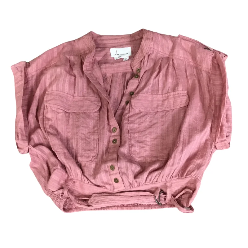 Top Short Sleeve By Anthropologie In Pink, Size: Xs