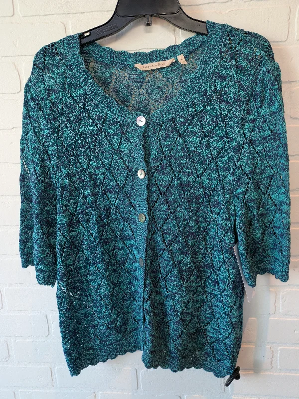 Blue & Green Sweater Cardigan Soft Surroundings, Size Xl