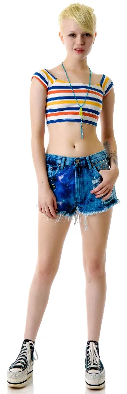 Galaxy Studded Denim Shorts