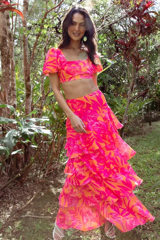 Addison Maxi Skirt - Pink Tropics