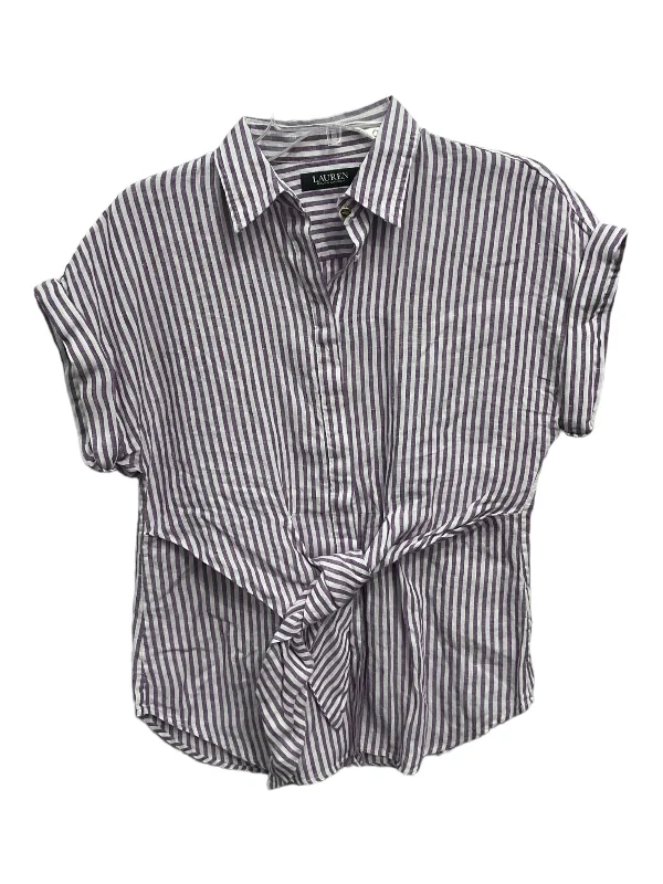 Top Short Sleeve By Lauren By Ralph Lauren In Striped Pattern, Size: S