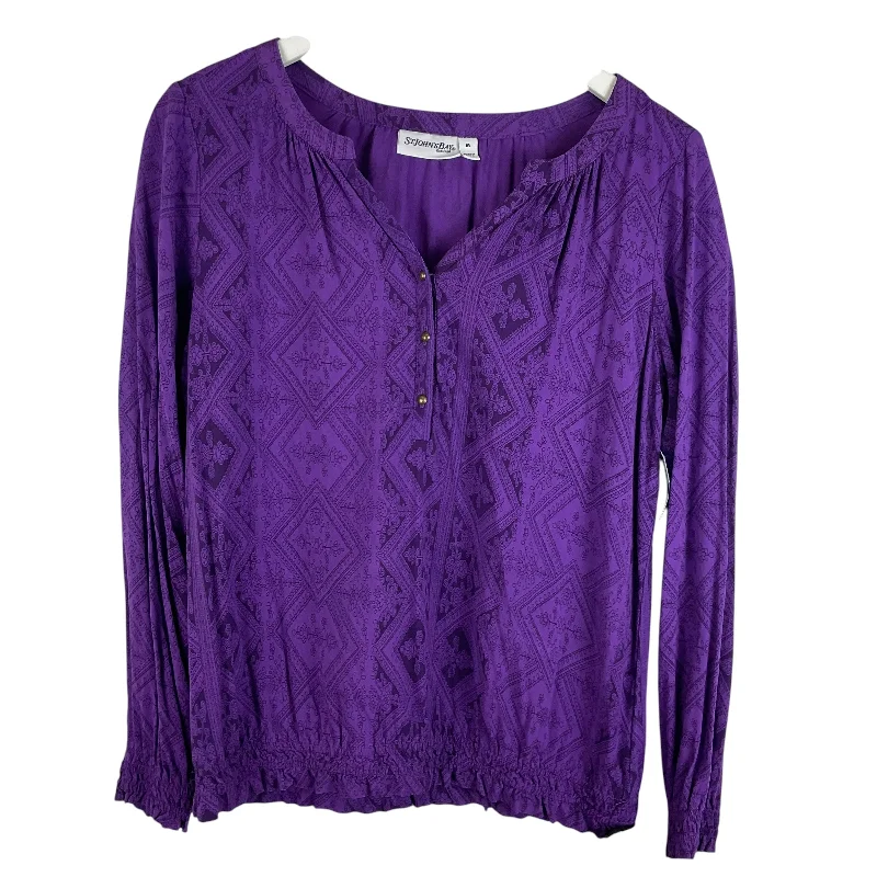 Top Long Sleeve By St Johns Bay In Purple, Size: M