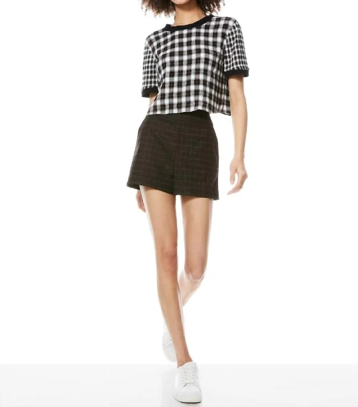 Latest Fashion Piera Plaid Cropped Tee in Shaw Plaid Black