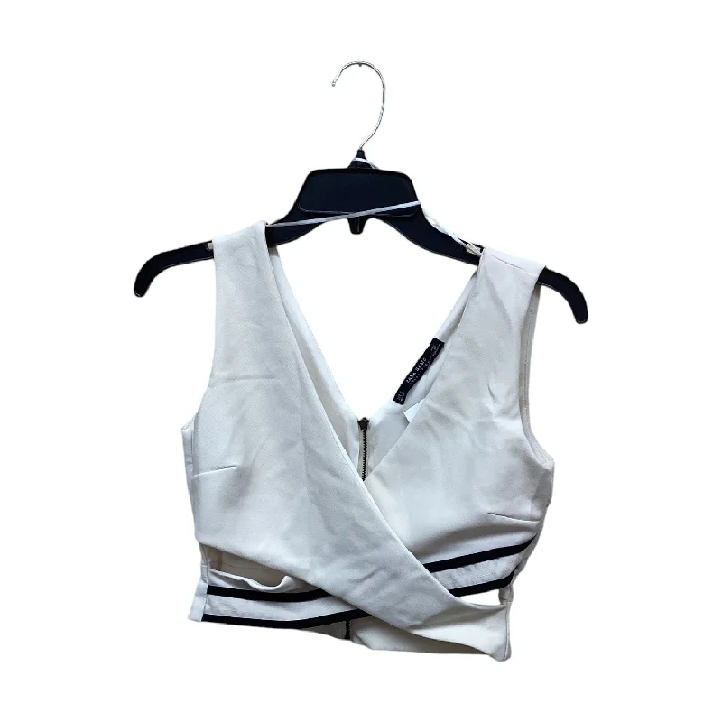 Top Sleeveless By Zara Basic In Ivory, Size: S