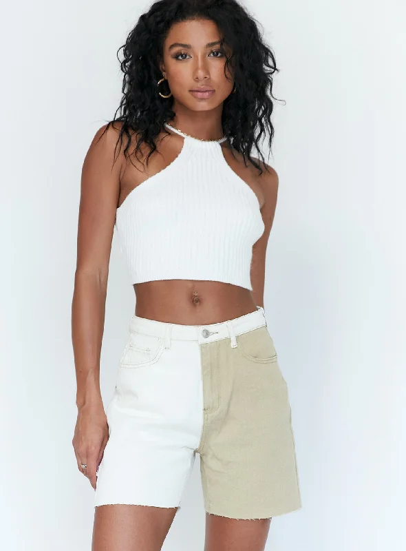 The Mona Denim Shorts Beige