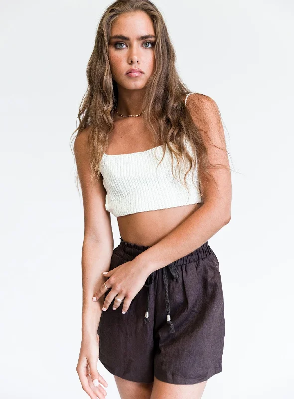 Mary Linen Shorts Brown