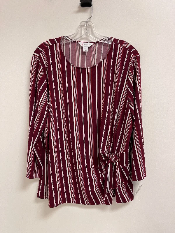 Top Long Sleeve By Liz Claiborne In Red, Size: 2x