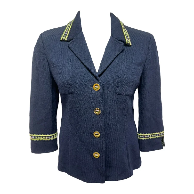 Blazer Luxury Designer By St John Collection In Navy, Size: L