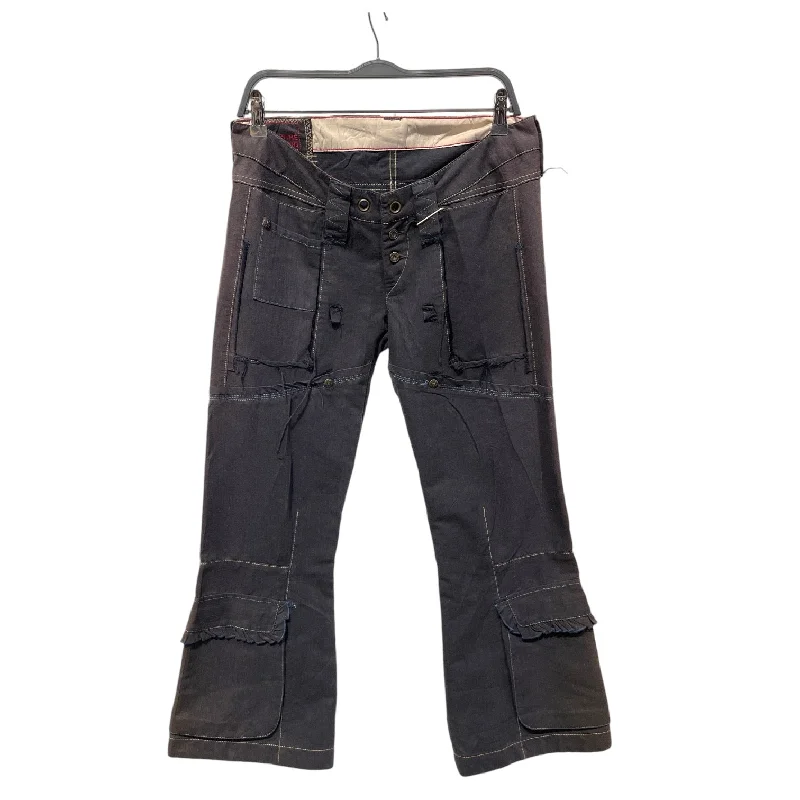 MARITHE FRANCOIS GIRBAUD/Bootcut Pants/29/Cotton/NVY/Low-rise/blue stitch open seam gromits