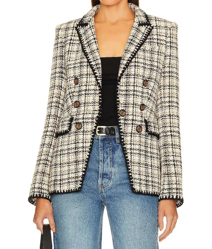 Lawrence Dickey Jacket In Ecru/ochre Plaid