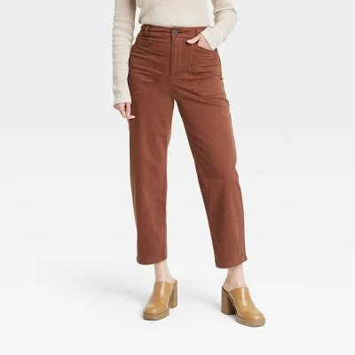 Open Box - Universal Thread Women's High-Rise Barrel Leg Cropped Pants Relaxed Loose Fit