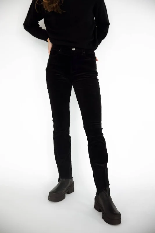 Stretch Cord With Flare Jeans In Black