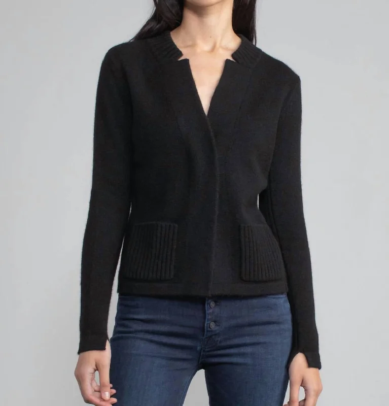 Stretchy Cashmere Jacket In Black