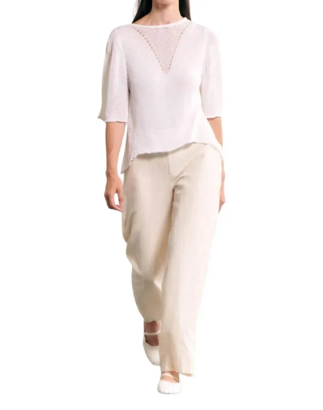 Wide Leg Linen Pant In Ecru