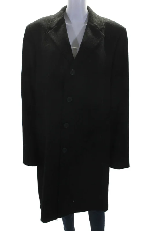 Cardinal of Canada Womens Cashmere Texture Long Pea Coat Black