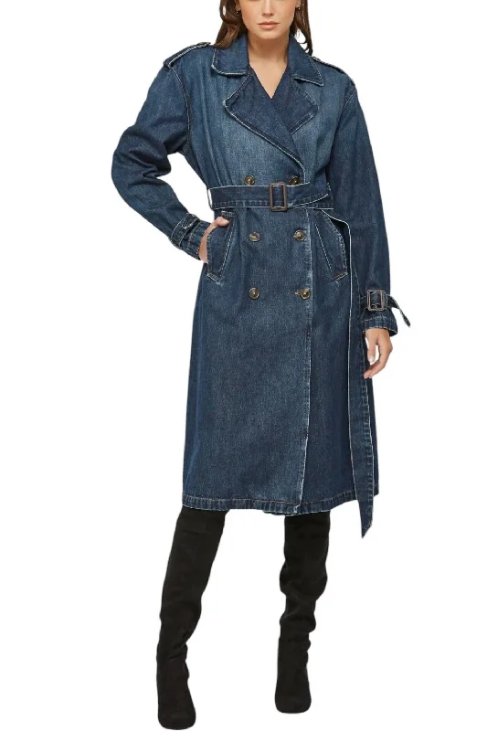 Classic Trench Coat In Denim