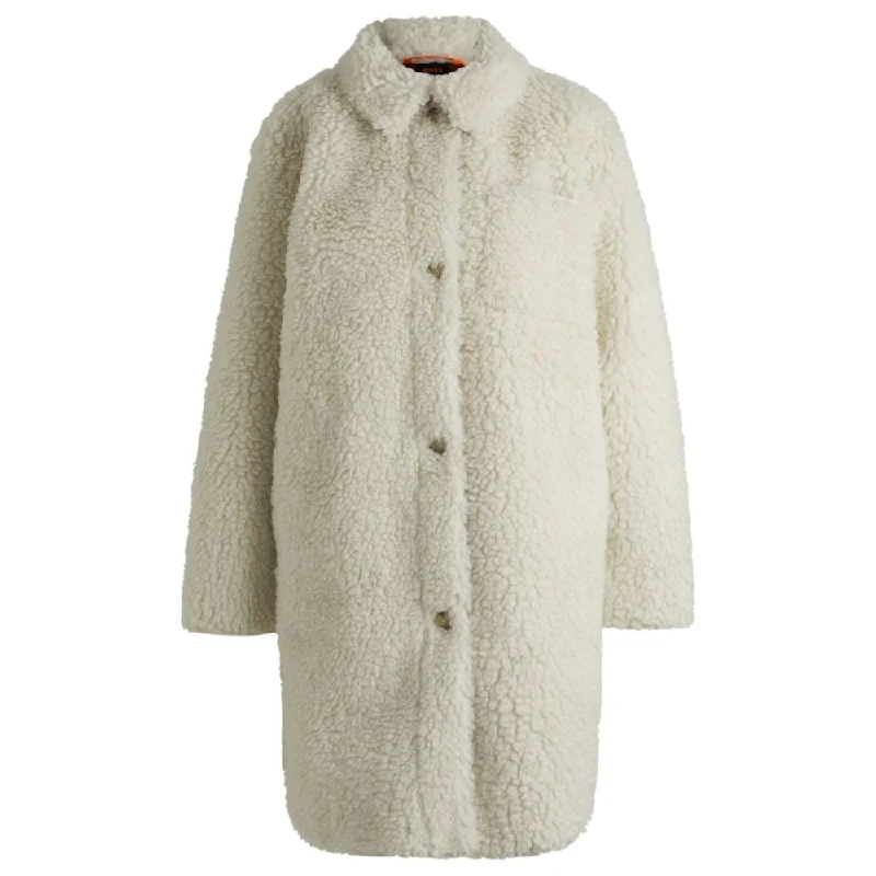 Faux-fur coat with chest pocket