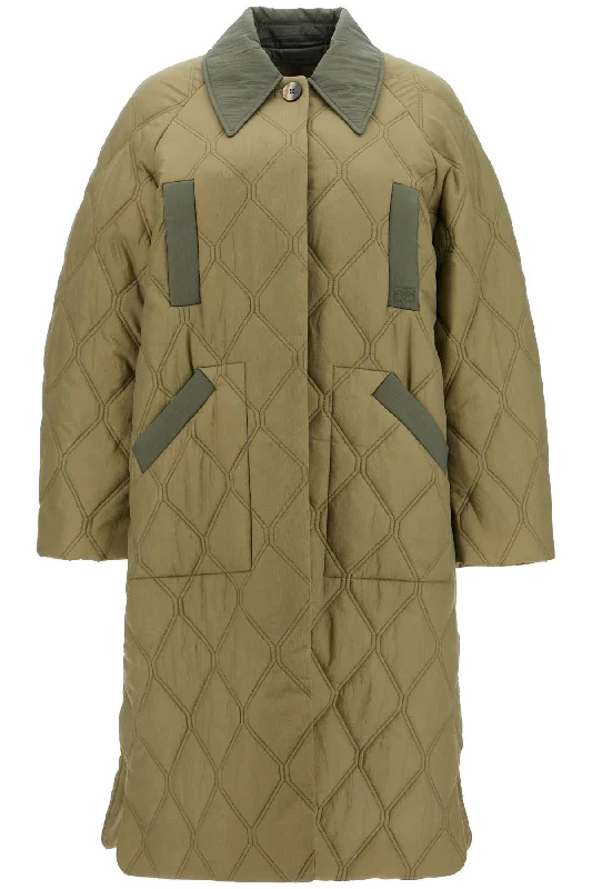 Ganni Women's Long Quilted Padded Coat