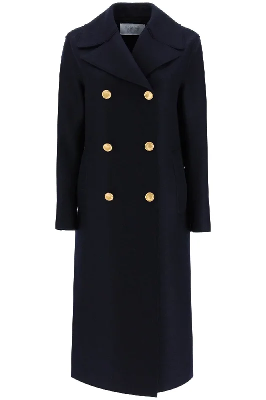 Harris Wharf London Women's Double-Breasted Coat In Pressed Wool