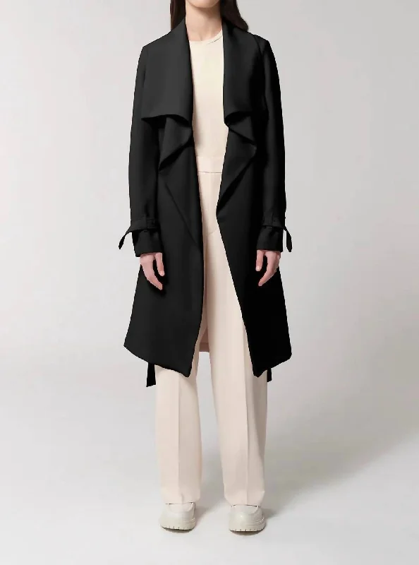 Olivia Belted Trench Coat In Black