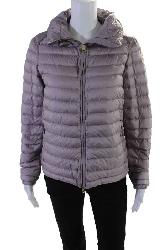 Parajumpers Womens Double Zip Quilted Puffer Coat Purple