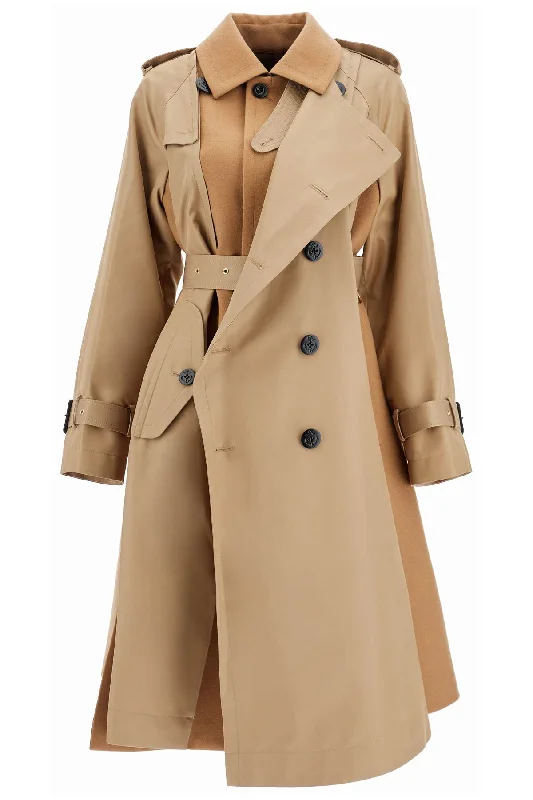 Sacai Women's Hybrid Coat In Gabardine And