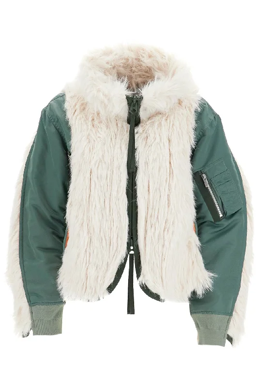 Sacai Women's Jacket With Faux Fur Inserts