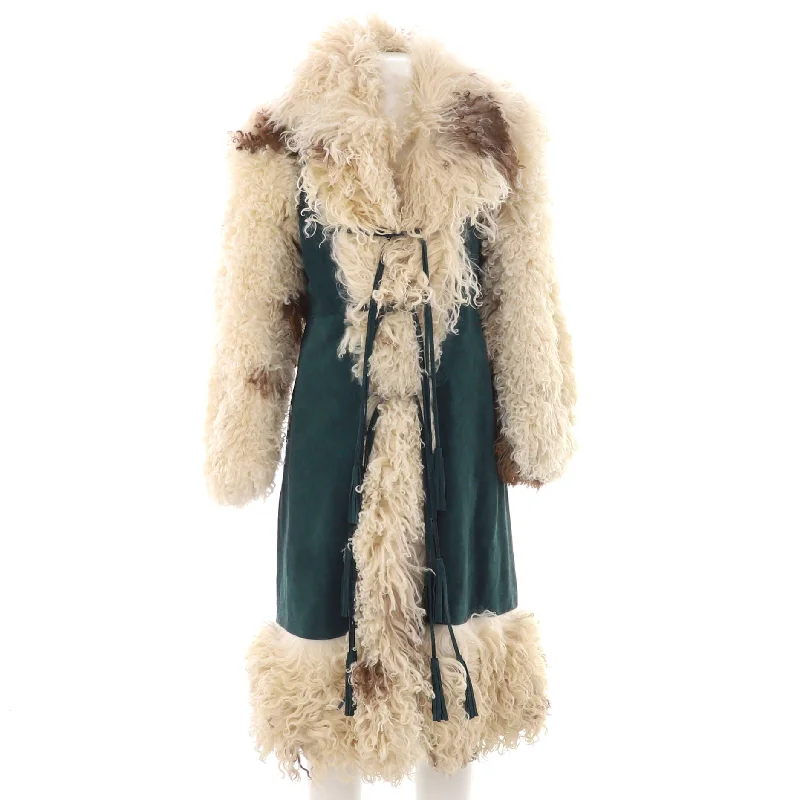 Women's Epilogue Long Coat Suede with Shearling